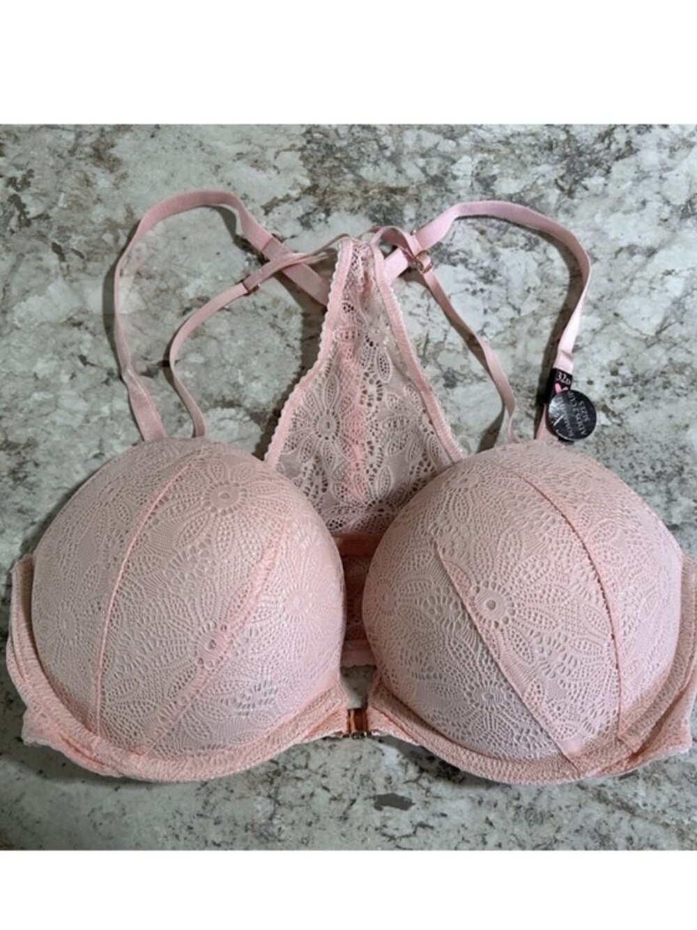 Victoria's Secret Bombshell Push Up Front Close Tee Shirt Bra 32D Millenium Pink